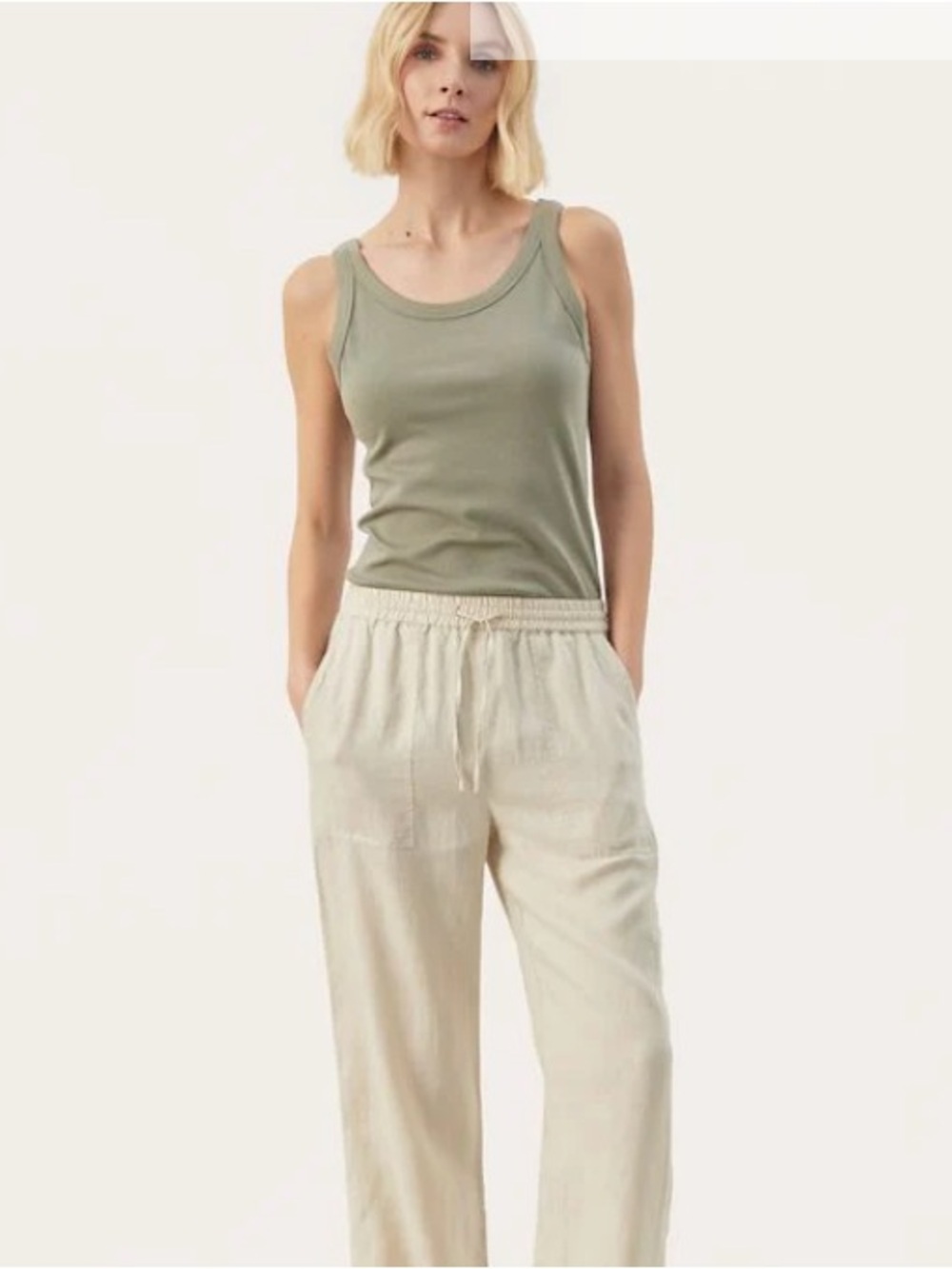 Part Two Linen Relaxed Drawstring Pants in Cream Size 34 (Small)